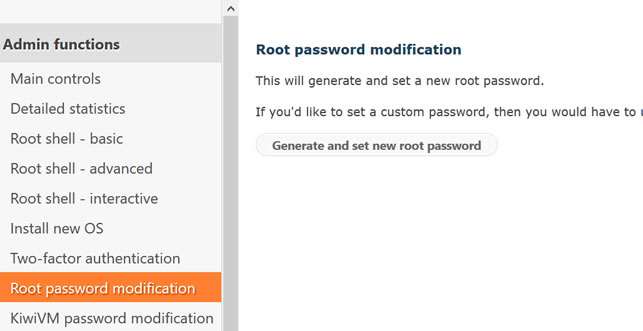 Root password modification