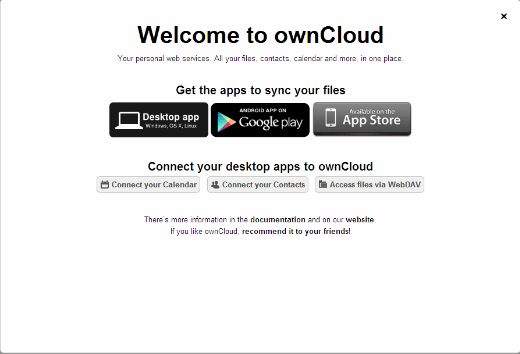 主机达人 ownCloud欢迎界面