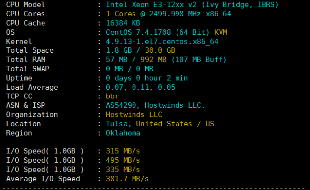 Hostwinds达拉斯VPS硬件测试